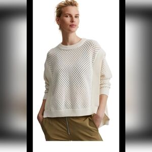 Varley Womens Cream Arabella Knit Neutral Cozy Eyelit Contempora Knit Sweater XS